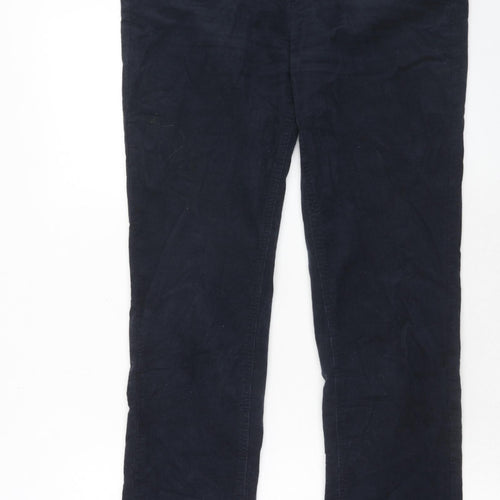 Marks and Spencer Womens Blue Cotton Trousers Size 14 Regular Zip
