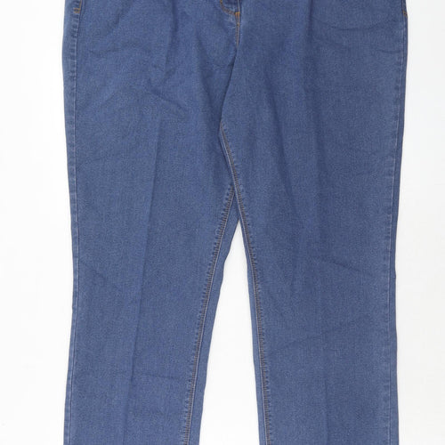BHS Womens Blue Cotton Straight Jeans Size 20 Regular Zip