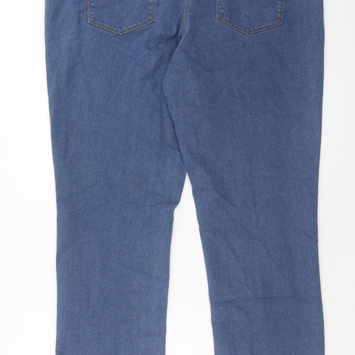 BHS Womens Blue Cotton Straight Jeans Size 20 Regular Zip