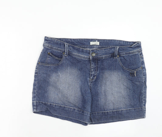 IMAGES Womens Blue Cotton Basic Shorts Size 18 Regular Zip