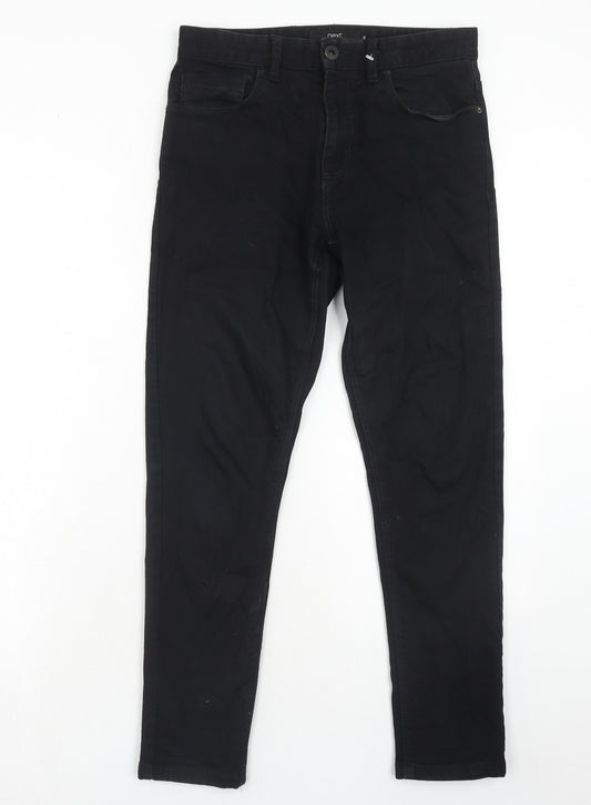 NEXT Mens Black Cotton Skinny Jeans Size 30 in L29 in Regular Zip