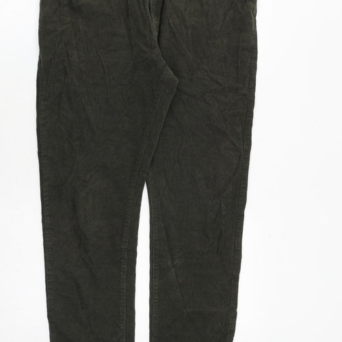 Marks and Spencer Mens Green Cotton Trousers Size 36 in L29 in Regular Zip