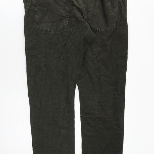 Marks and Spencer Mens Green Cotton Trousers Size 36 in L29 in Regular Zip
