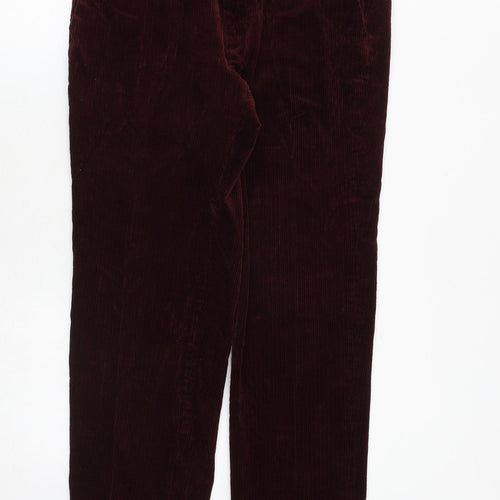 Marks and Spencer Mens Red Cotton Chino Trousers Size 36 in L31 in Regular Zip