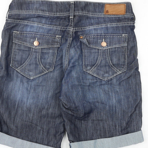 H&M Womens Blue Cotton Boyfriend Shorts Size 10 Regular Zip