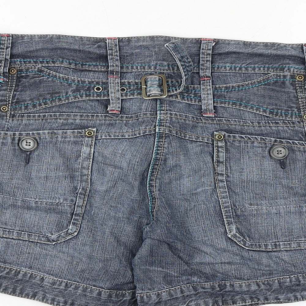 NEXT Womens Blue Cotton Basic Shorts Size 10 Regular Zip
