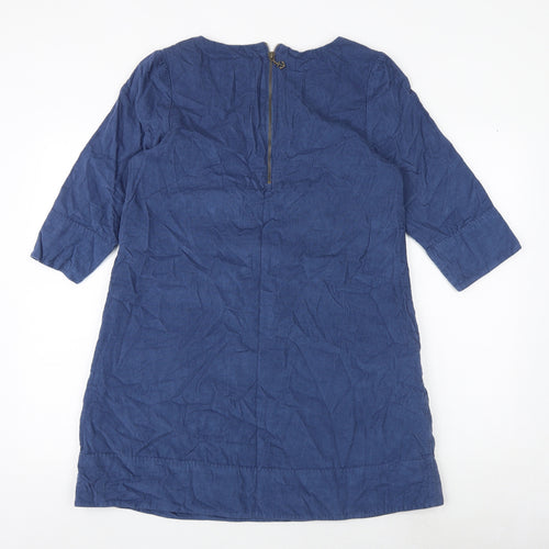 Seasalt Womens Blue Cotton A-Line Size 10 Round Neck Zip