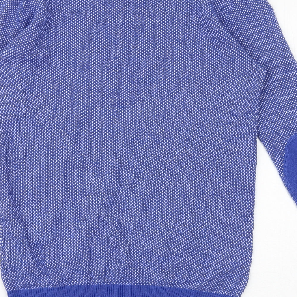 Crew Clothing Womens Blue Round Neck Geometric Cotton Pullover Jumper Size 8