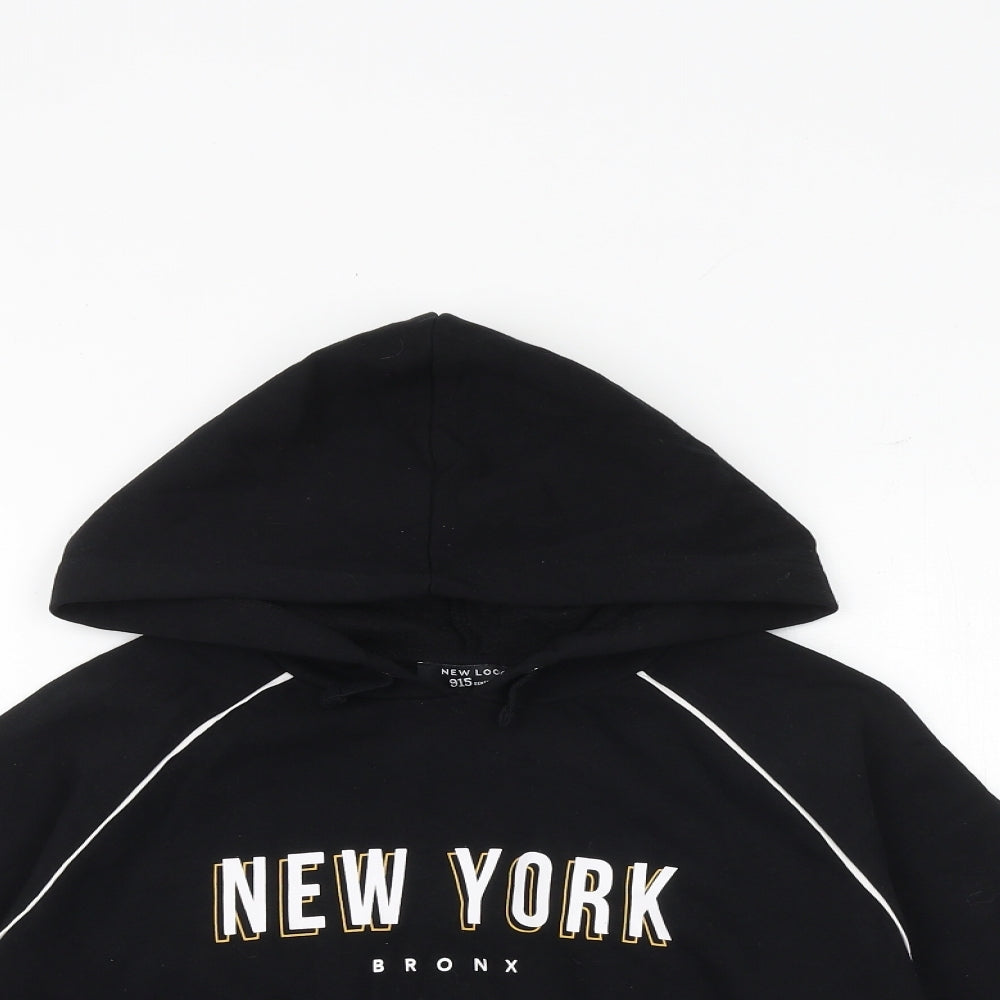 New Look Girls Black Cotton Pullover Hoodie Size 10-11 Years Pullover - New York