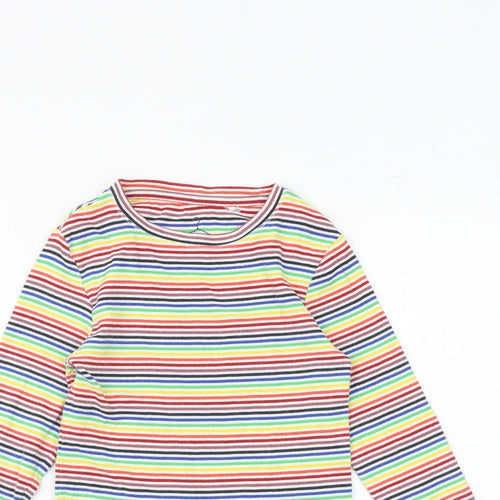 NEXT Girls Multicoloured Striped Cotton Basic T-Shirt Size 8 Years Round Neck Pullover