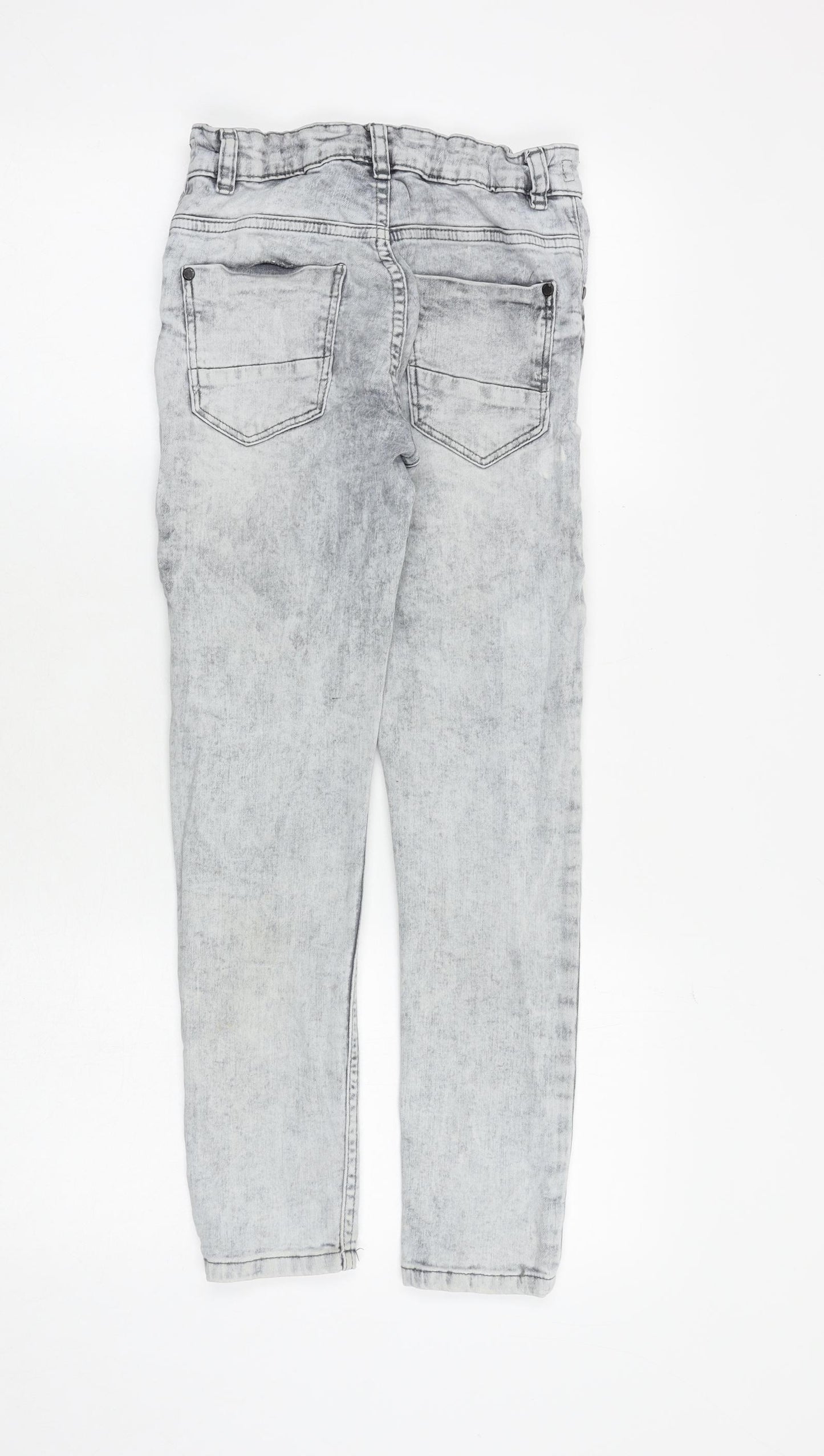 NEXT Boys Grey Cotton Skinny Jeans Size 11 Years Regular Zip