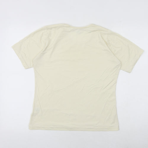 TCM Womens Ivory Polyamide Basic T-Shirt Size 14 Round Neck