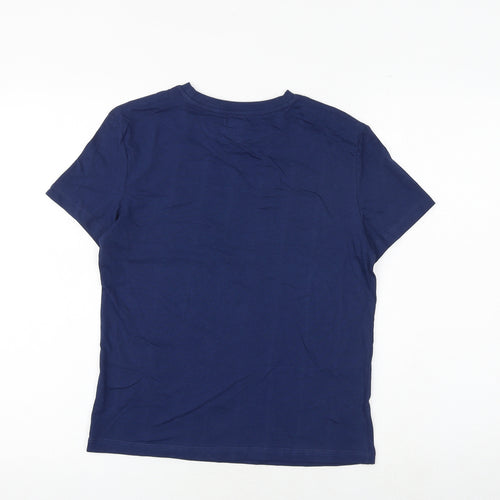 Marks and Spencer Boys Blue 100% Cotton Basic T-Shirt Size 10-11 Years Round Neck Pullover - Today Is A Good Day