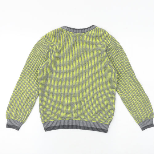 Marks and Spencer Boys Yellow Round Neck Geometric 100% Cotton Pullover Jumper Size 7-8 Years Pullover