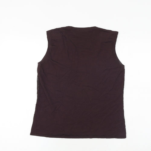 Country Casuals Womens Brown Viscose Basic Tank Size L Round Neck