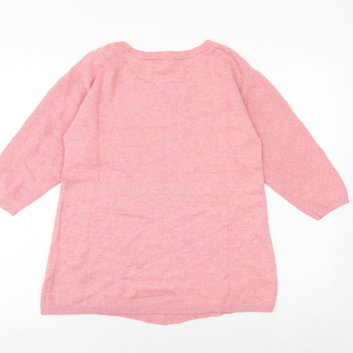 Monsoon Womens Pink Round Neck Cotton Pullover Jumper Size S