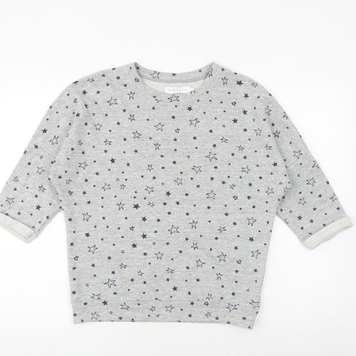 John Lewis Womens Grey Geometric Cotton Pullover Sweatshirt Size 10 Pullover - Star Pattern