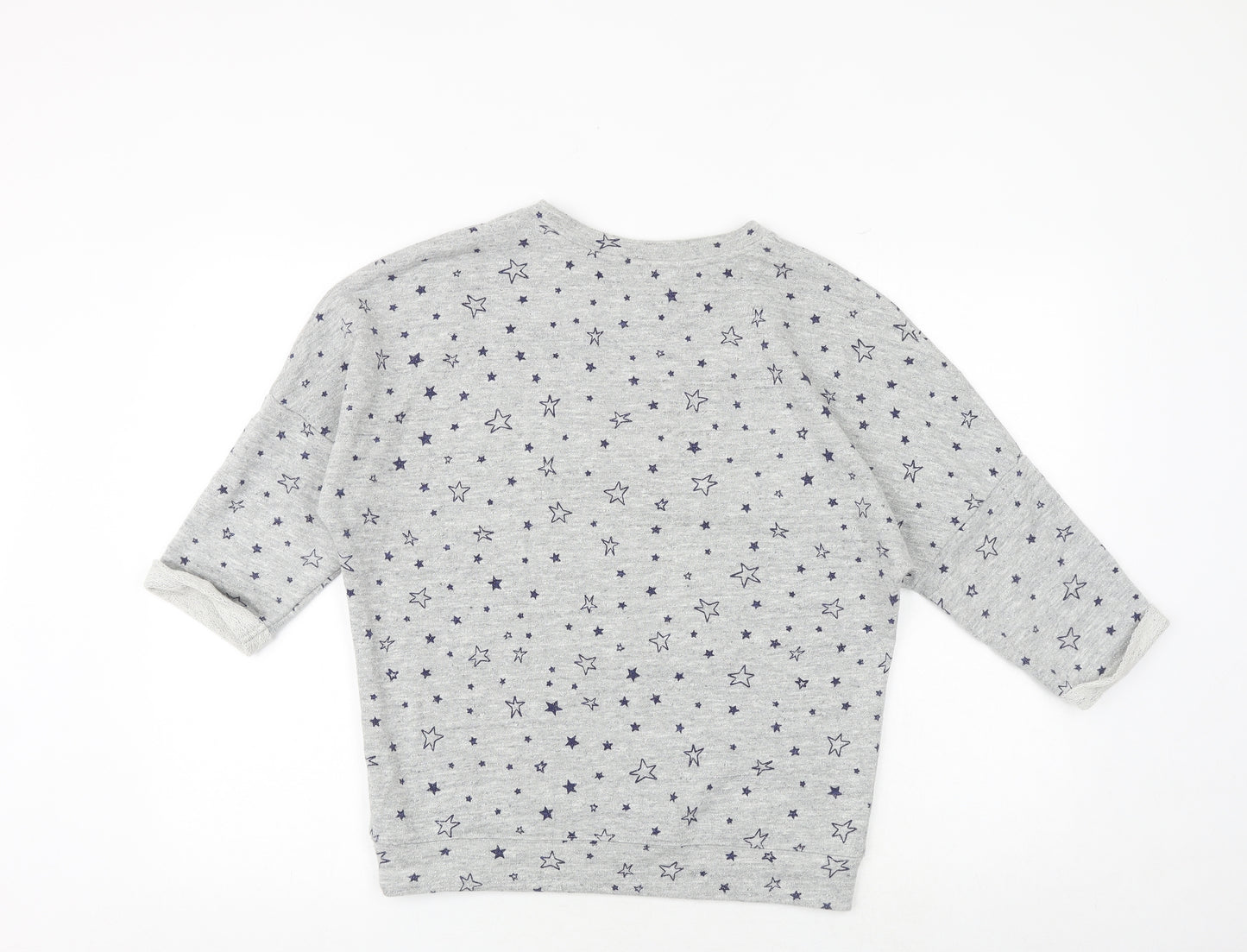 John Lewis Womens Grey Geometric Cotton Pullover Sweatshirt Size 10 Pullover - Star Pattern