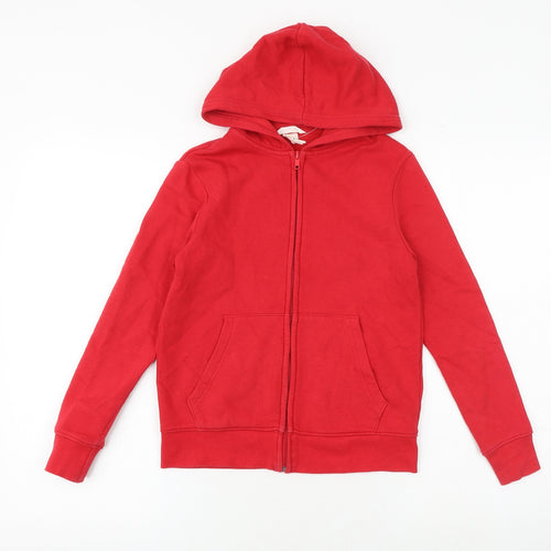 H&M Boys Red Cotton Full Zip Hoodie Size 9-10 Years Zip