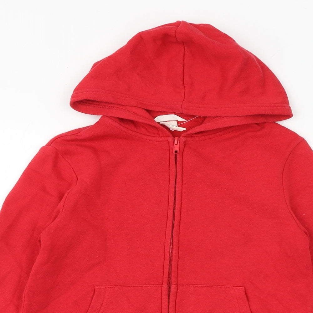 H&M Boys Red Cotton Full Zip Hoodie Size 9-10 Years Zip