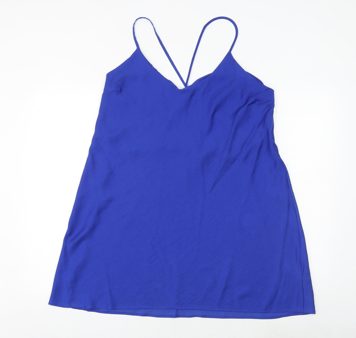 Marks and Spencer Womens Blue Solid Polyester Cami Dress Size 16