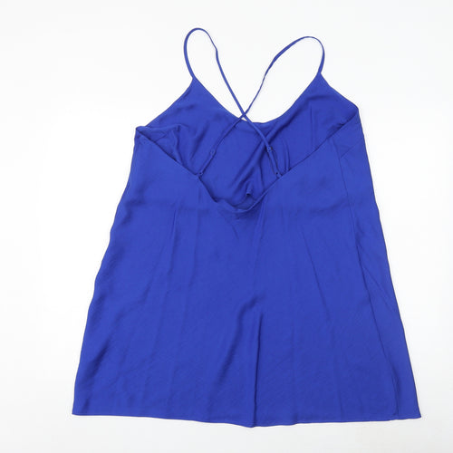 Marks and Spencer Womens Blue Solid Polyester Cami Dress Size 16