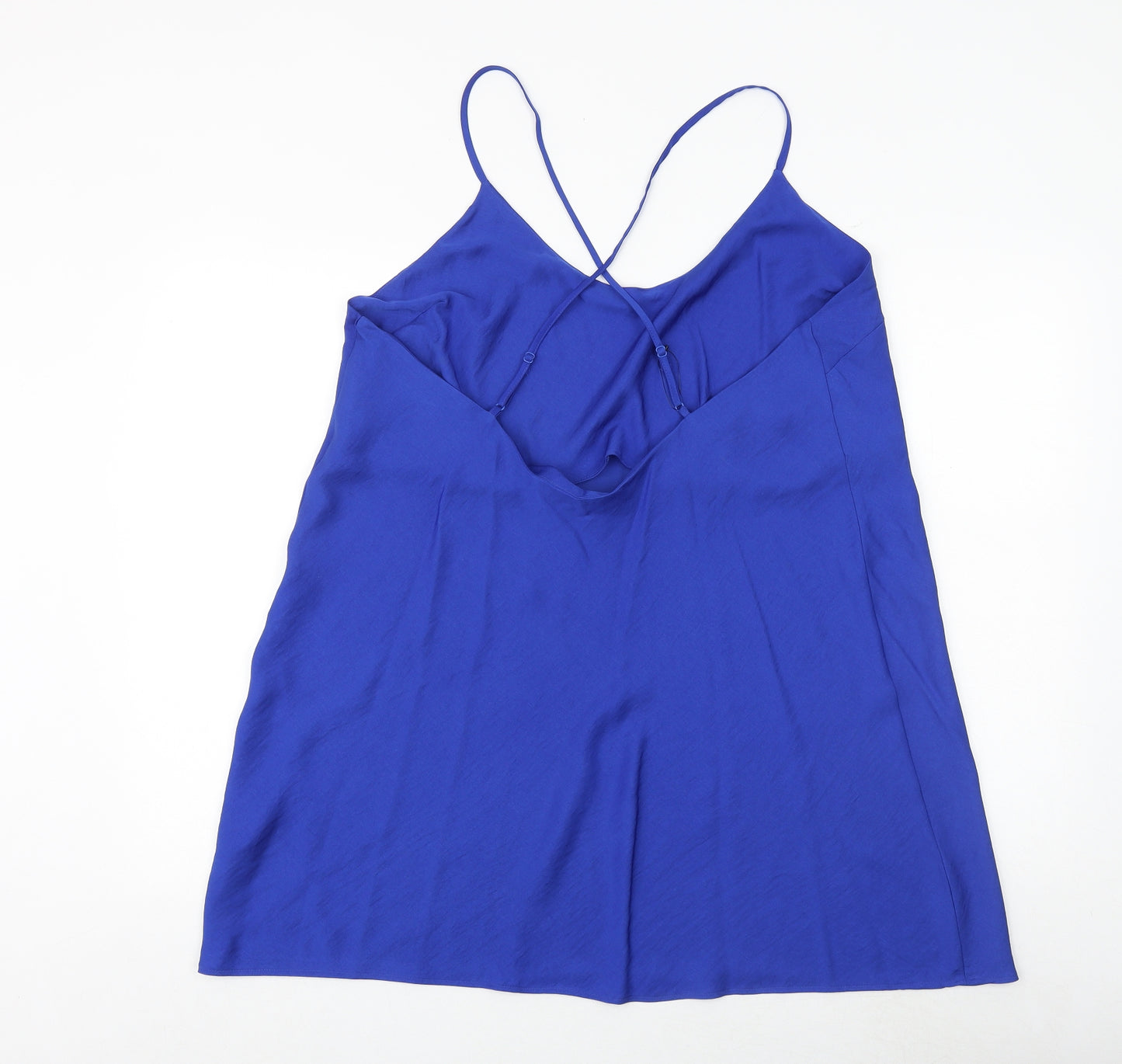 Marks and Spencer Womens Blue Solid Polyester Cami Dress Size 16