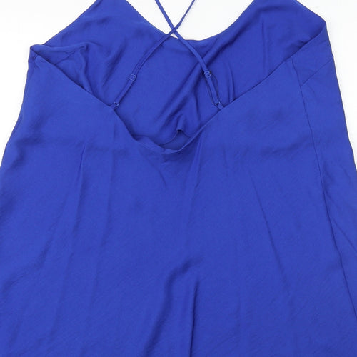 Marks and Spencer Womens Blue Solid Polyester Cami Dress Size 16