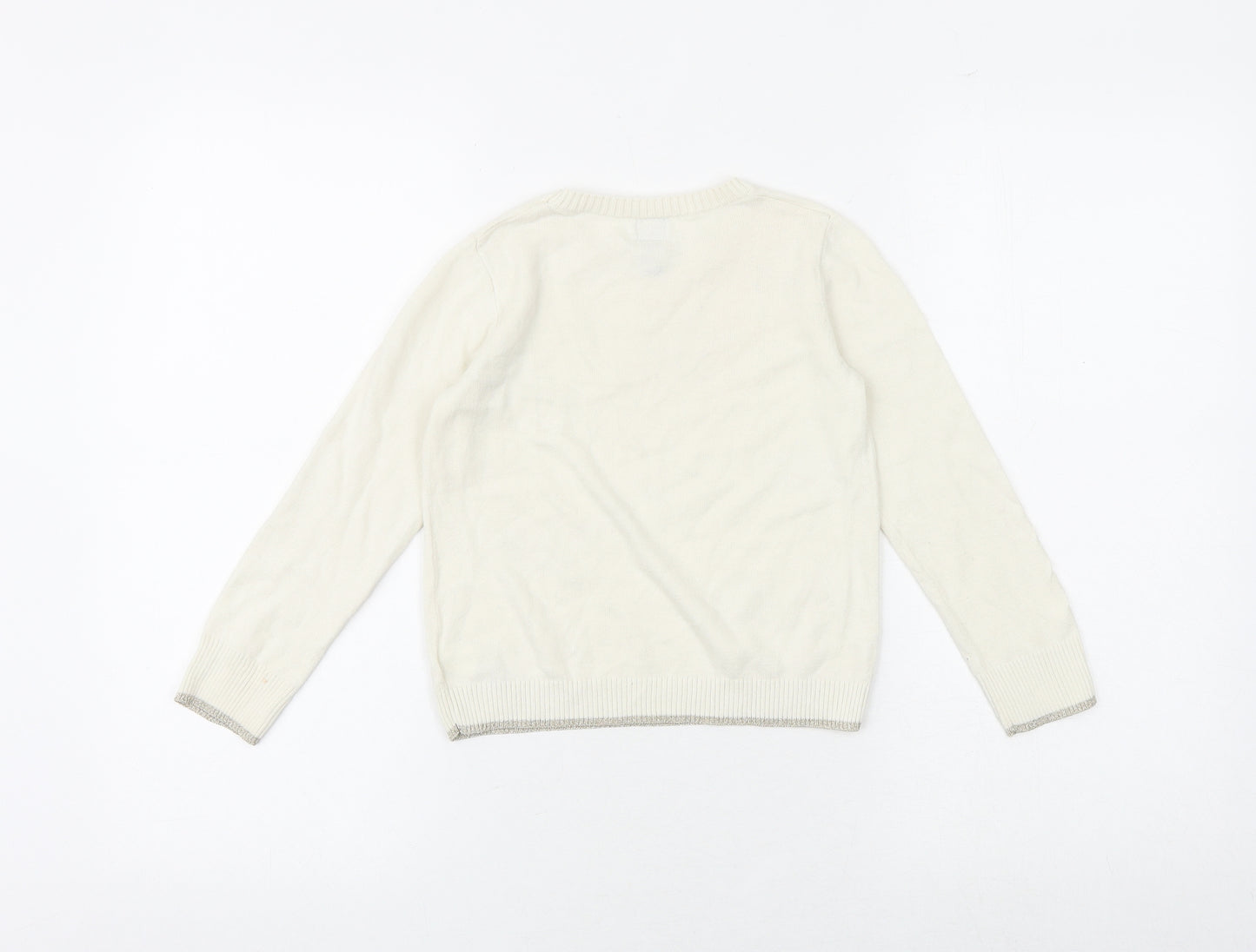 Gap Girls Ivory Round Neck 100% Cotton Pullover Jumper Size 5 Years Pullover - Star Pattern