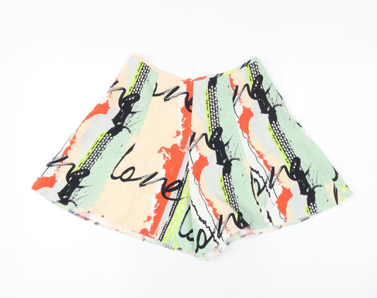 River Island Womens Multicoloured Geometric Polyester Basic Shorts Size 8 Regular Zip