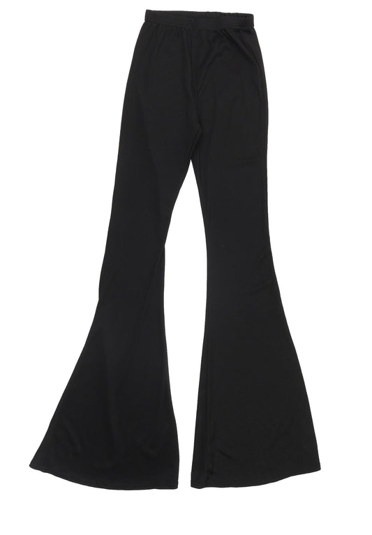 PRETTYLITTLETHING Womens Black Polyester Trousers Size 6 Regular