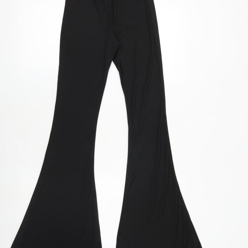 PRETTYLITTLETHING Womens Black Polyester Trousers Size 6 Regular
