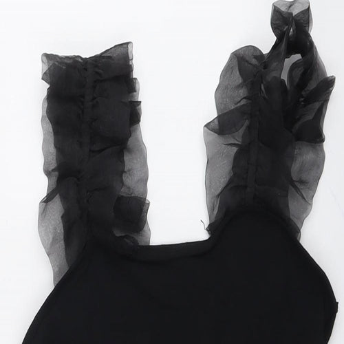 Miss Selfridge Womens Black Cotton Bodysuit One-Piece Size 10 Snap