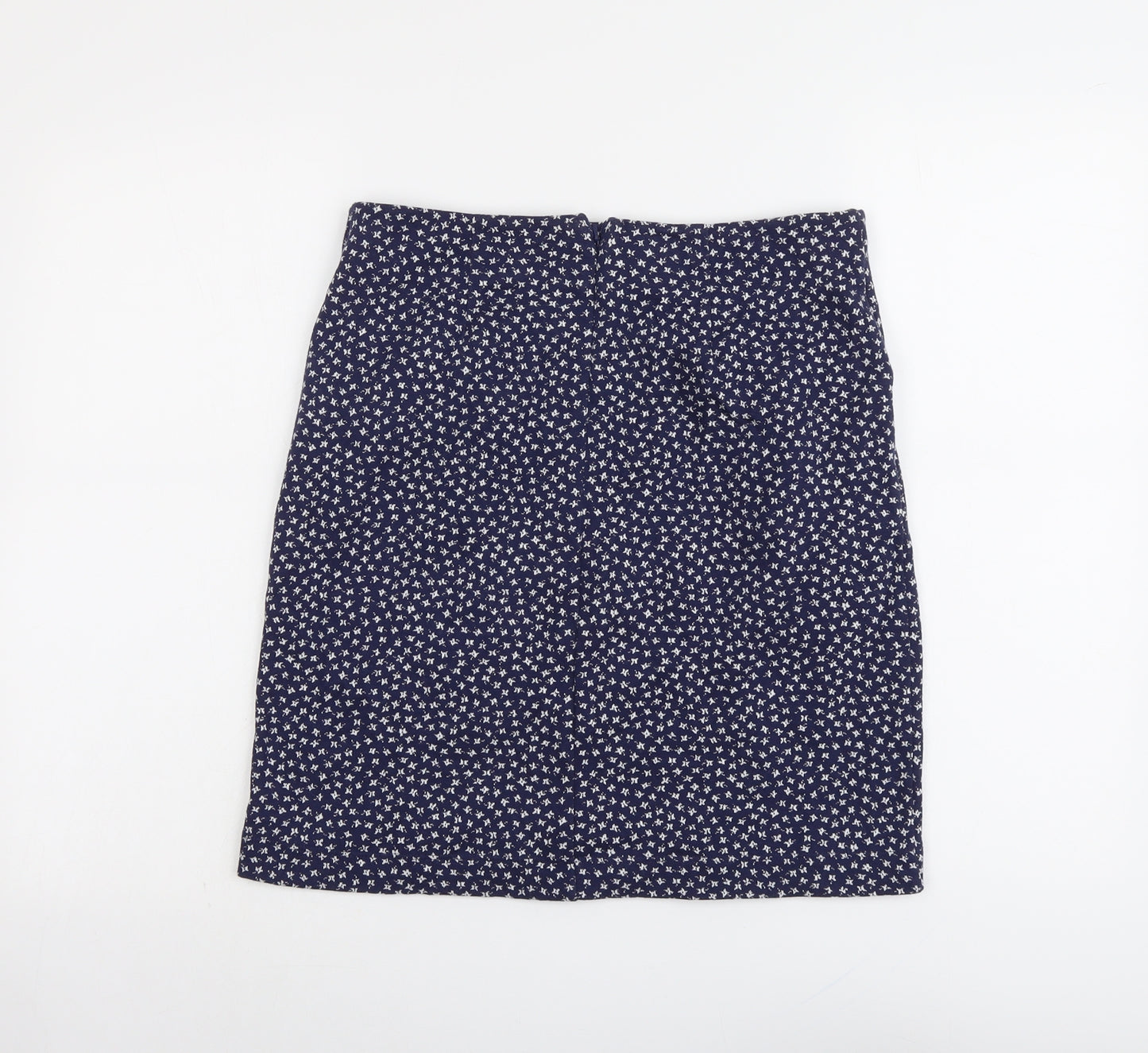 Fat Face Womens Blue Geometric Cotton A-Line Skirt Size 8 Zip