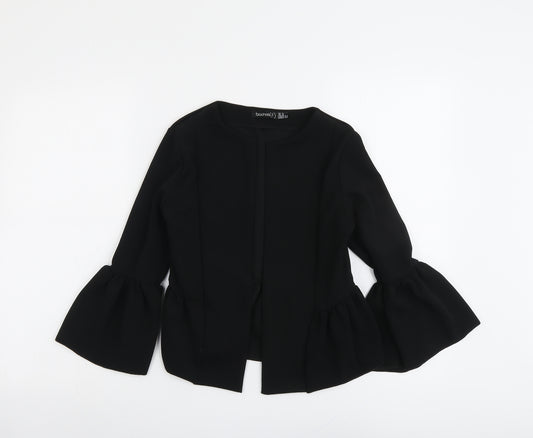 Boohoo Womens Black Jacket Blazer Size 6 - Flute Sleeve