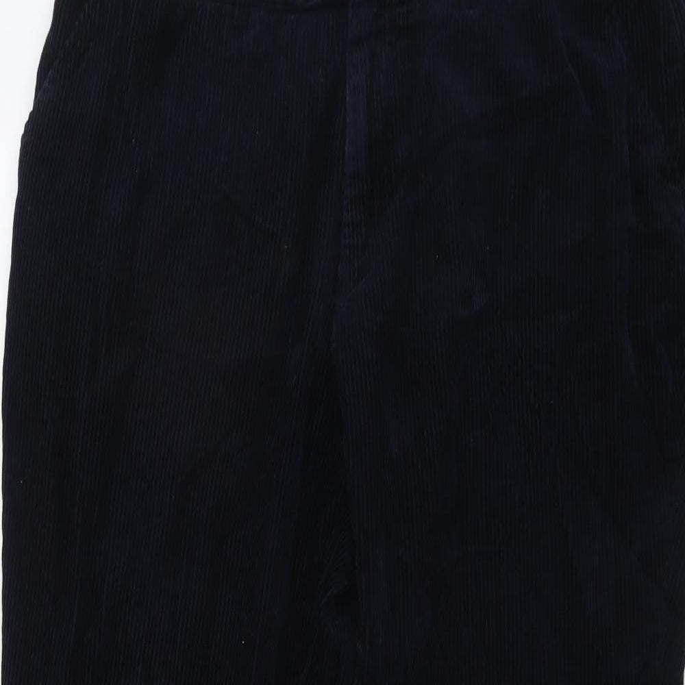 Lincoln Mens Blue Cotton Trousers Size 38 in L29 in Regular Button