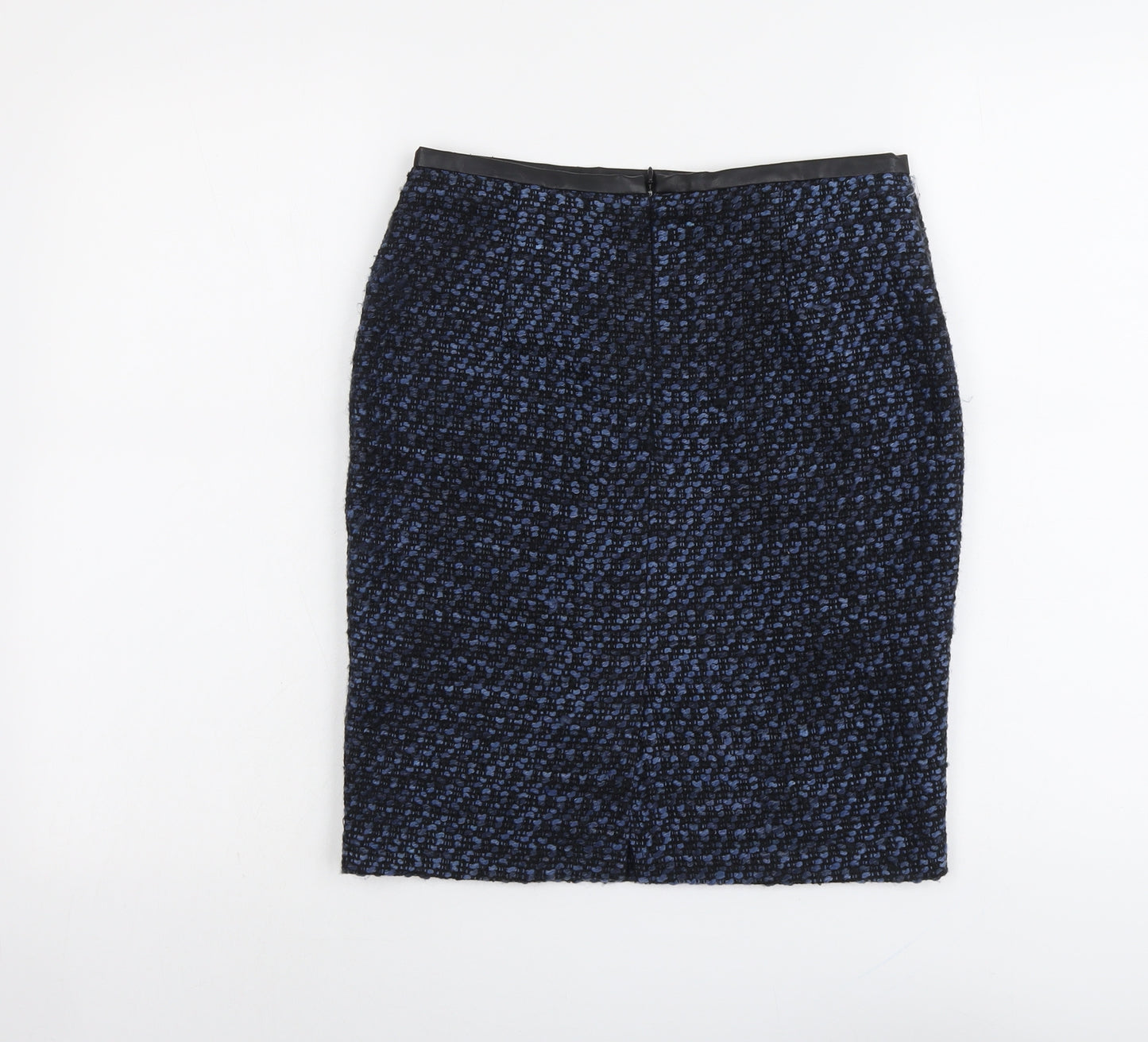M&Co Womens Blue Geometric Polyester A-Line Skirt Size 8 Zip