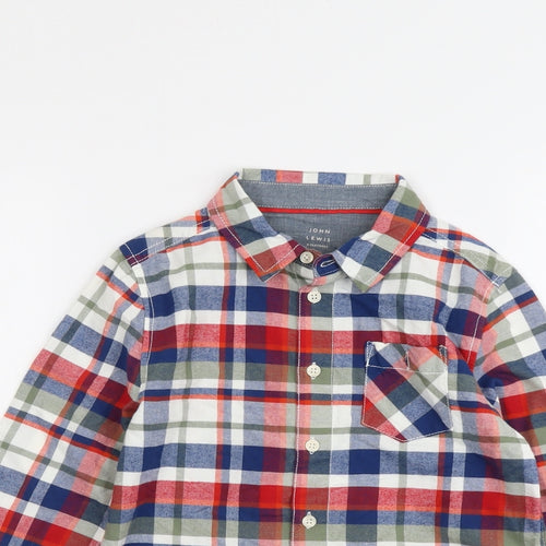 John Lewis Boys Multicoloured Geometric Cotton Basic Button-Up Size 9 Years Collared Button
