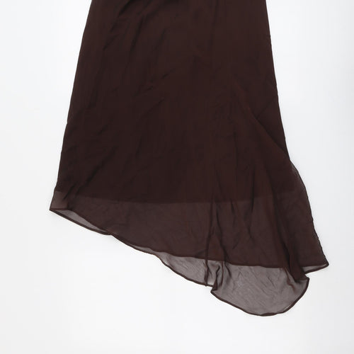 Dorothy Perkins Womens Brown Polyester Swing Skirt Size 14