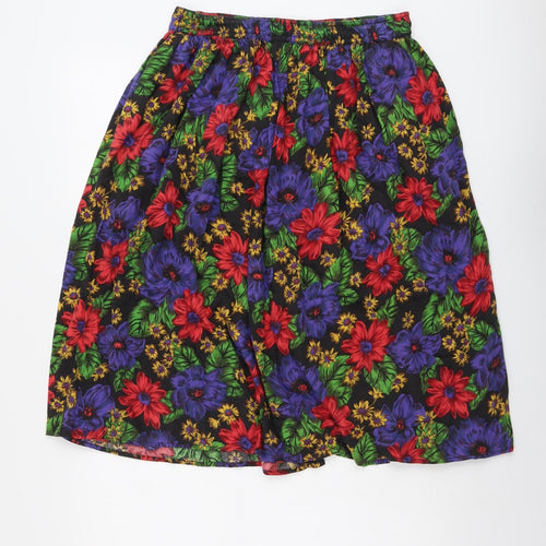 Marks and Spencer Womens Multicoloured Floral Viscose A-Line Skirt Size 12 Button
