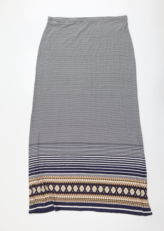 Monsoon Womens Blue Geometric Viscose Peasant Skirt Size L