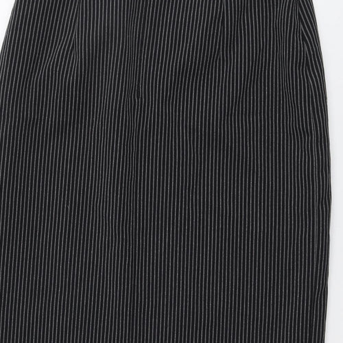 Canada Womens Black Striped Polyester A-Line Skirt Size 16 Zip