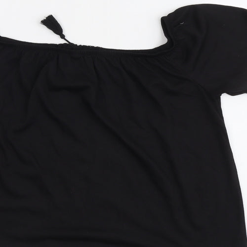 H&M Womens Black Polyester Basic Blouse Size L Square Neck