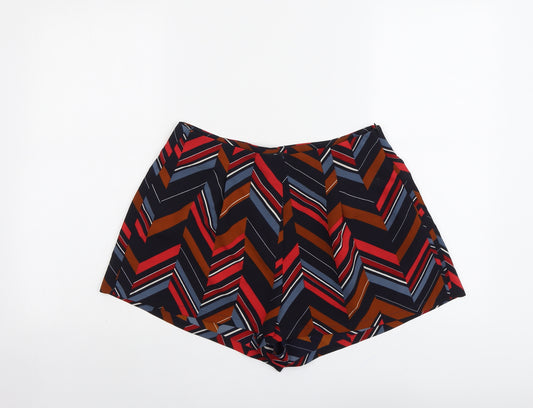 Missguided Womens Multicoloured Geometric Polyester Basic Shorts Size 12 L3 in Regular Zip