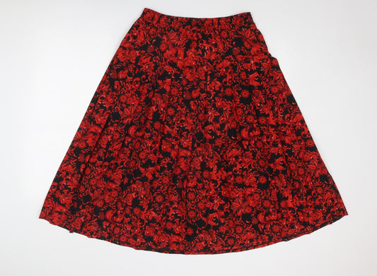 Ottima Womens Red Geometric Polyester Pleated Skirt Size 30 in
