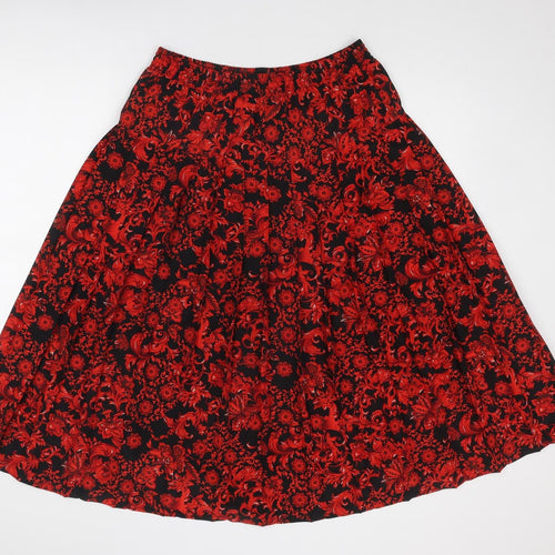 Ottima Womens Red Geometric Polyester Pleated Skirt Size 30 in