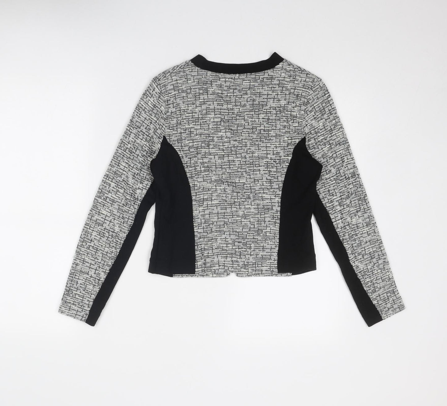 Marks and Spencer Womens Grey Geometric Jacket Size 8 Zip - Colourblock