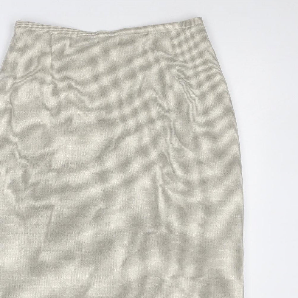 Klass Womens Beige Geometric Viscose Straight & Pencil Skirt Size 14 Zip