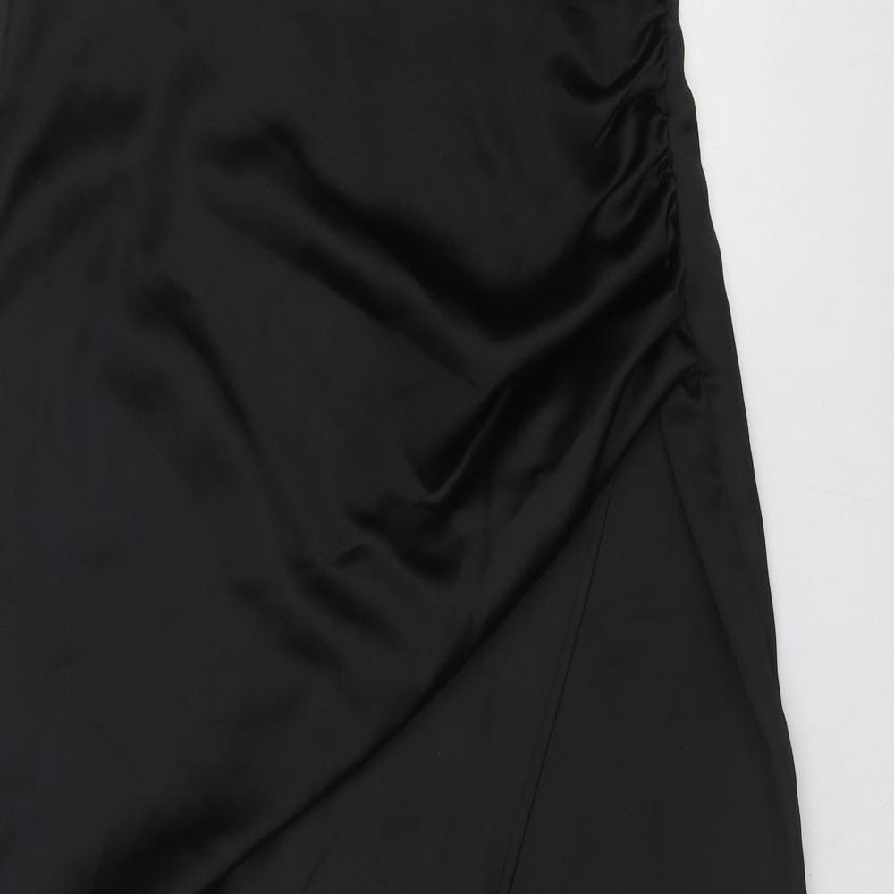 Zara Womens Black Polyester A-Line Skirt Size S Zip