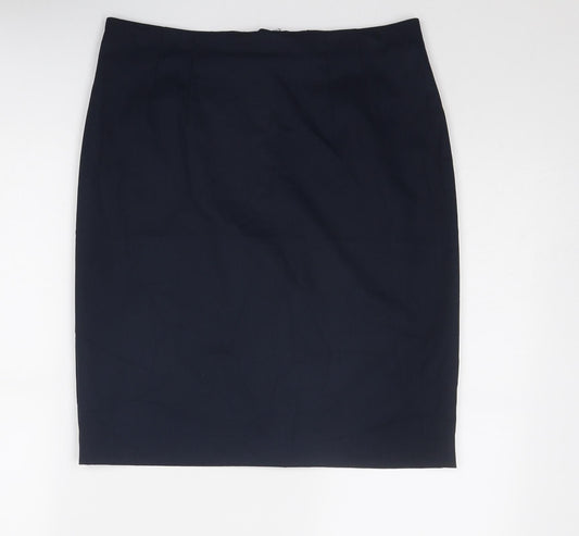 H&M Womens Blue Polyester Straight & Pencil Skirt Size 12 Zip